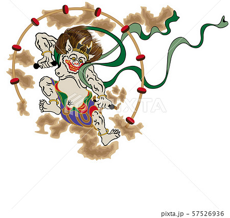 ベクター 和柄 風神 雷神のイラスト素材