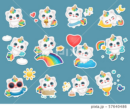 ユニコーン かわいいのイラスト素材