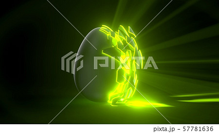 Easter Egg Alien Egg With Green Glowing Cracksのイラスト素材