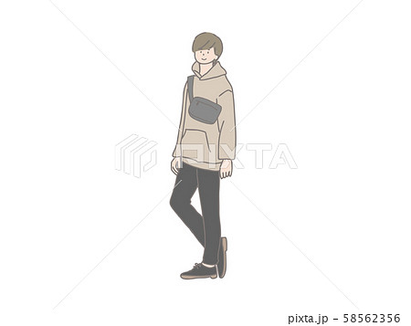 男の子 オシャレ ファッション 秋のイラスト素材