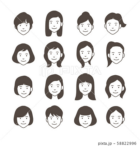 似顔絵 イラスト 髪型のイラスト素材