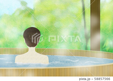 ヒノキ ひのき 檜 温泉のイラスト素材