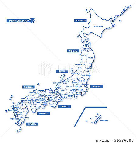 日本地図 地図 日本 白地図のイラスト素材