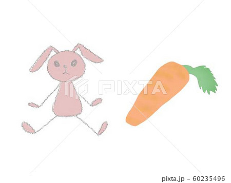 ウサギ かわいい 兎 人参のイラスト素材