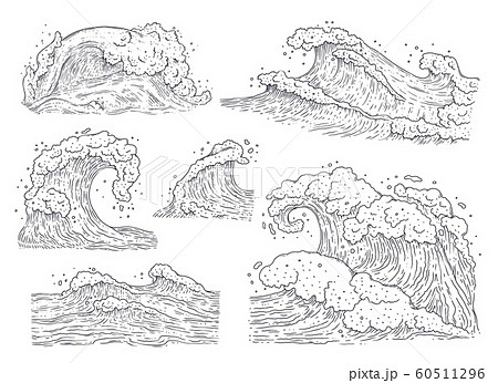 泡 白黒 波 モノクロのイラスト素材