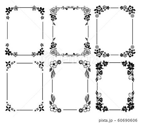 フレーム 枠 飾り枠 花のイラスト素材