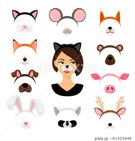 わんこ 犬 耳 お面のイラスト素材 わんこ 犬 耳 お面のイラスト素材