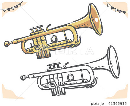 吹奏楽 トランペット 白バックの写真素材