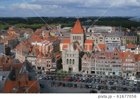 ベルギーとフランスの鐘楼群の写真素材