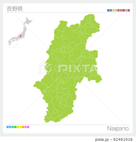 長野 長野県 地図 日本地図のイラスト素材