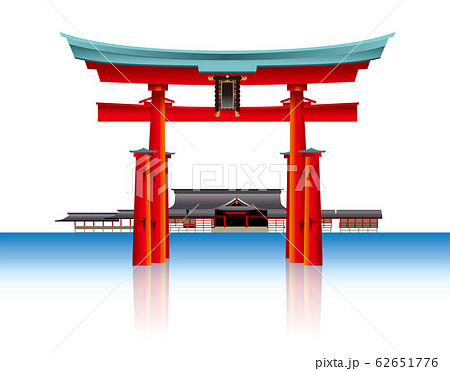 鳥居 神社 イラスト 赤のイラスト素材