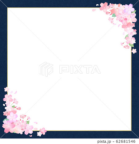 花柄 和柄 桜 紺色のイラスト素材