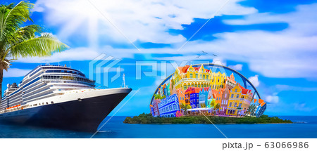 キュラソー島 ウィレムスタット カリブ アーキテクチャの写真素材 キュラソー島 ウィレムスタット カリブ アーキテクチャの写真素材