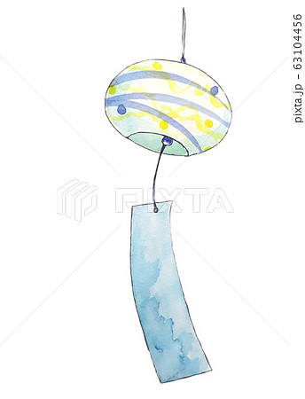 風鈴 手描き イラスト ガラスのイラスト素材