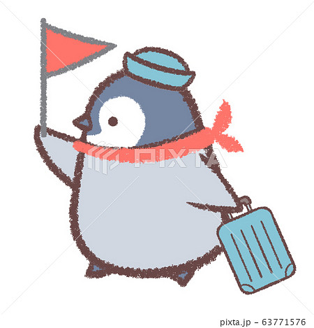 ペンギン ヒナ 旅行 スーツケースのイラスト素材