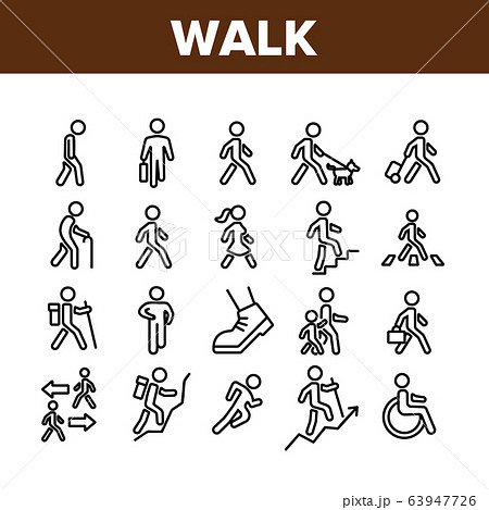 徒歩 ピクトグラム 歩く 歩行者のイラスト素材