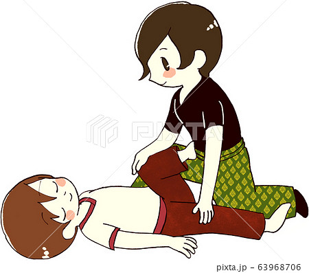 タイ式マッサージ 仰向けストレッチ のイラスト素材のイラスト素材