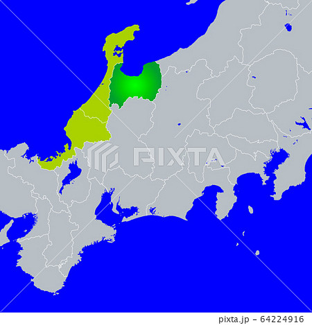 北陸地方 日本列島 日本地図 日本のイラスト素材