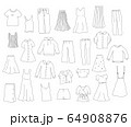 洋服の手描きイラストのセット かわいい 線画 ゆるいのイラスト素材