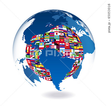 地球 世界 国旗 アイコンのイラスト素材