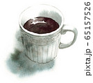 アナログ水彩白いカップに入った熱いブラックコーヒーのイラスト素材