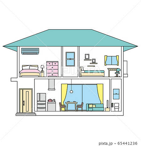 断面図 断面 住宅 家のイラスト素材