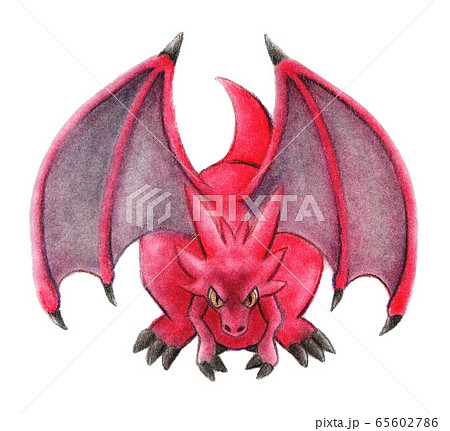 ドラゴン モンスター 赤 色鉛筆画のイラスト素材