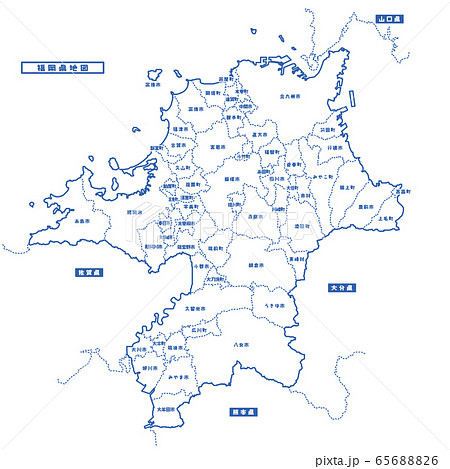 福岡県地図のイラスト素材