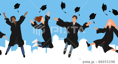 帽子 飛ぶ 大学 卒業のイラスト素材