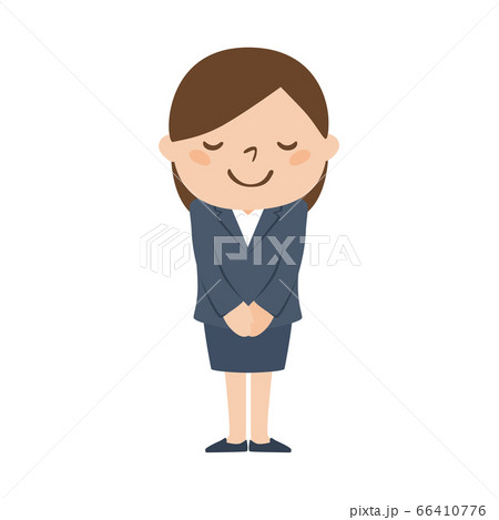 女性 お辞儀 挨拶 全身のイラスト素材
