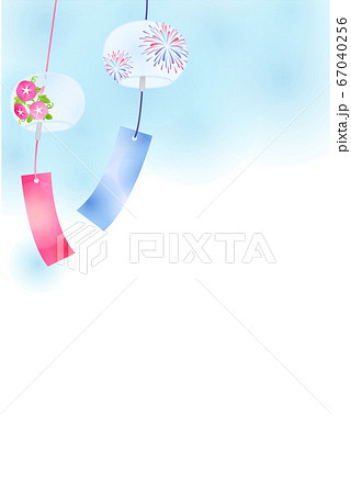 風鈴 短冊 和 白バックのイラスト素材