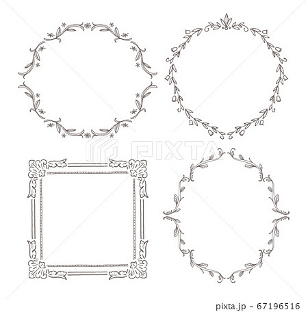 フレーム 枠 額縁 手書き デザインの写真素材