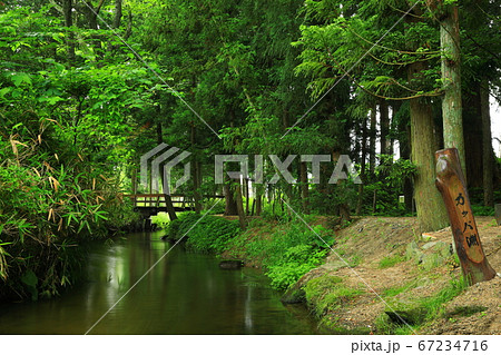 小川を古い木製の橋の写真素材・画像素材 Image 84769843