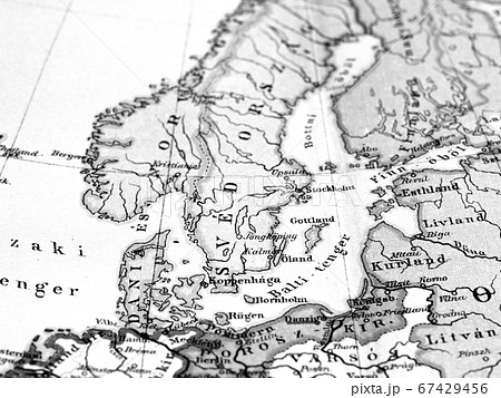 世界地図 アンティーク 北欧 古地図の写真素材