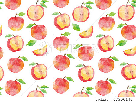 リンゴ フルーツ 水彩 ポストカードのイラスト素材