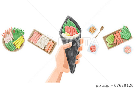 手巻き寿司のイラスト素材 手巻き寿司のイラスト素材