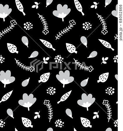 花 モノクロ 白黒 植物のイラスト素材