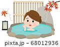 温泉 露天風呂に入る女の子 イラストのイラスト素材