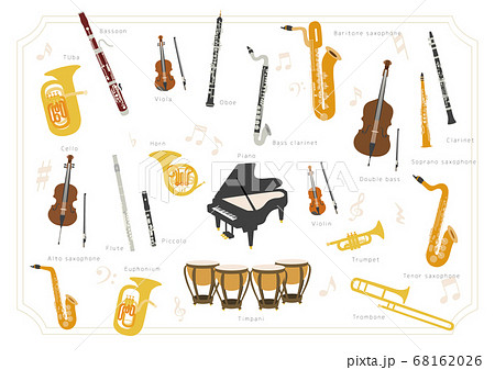 楽器 フルート 木管楽器 イラストのイラスト素材