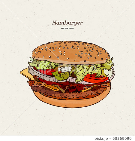 アメリカンハンバーガーのイラスト素材
