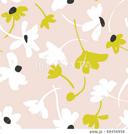 花柄 壁紙 デイジー柄 背景 カード 白バック 花 可愛い花のイラスト素材