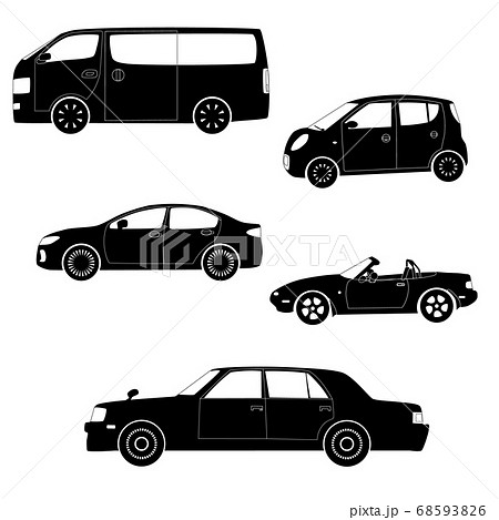 シルエット 乗り物 自動車 車のイラスト素材