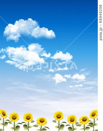 ひまわり 青空のイラスト素材