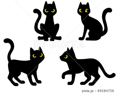 動物 猫 イラスト 正面 全身 座るのイラスト素材