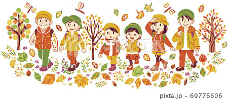 紅葉狩りのイラスト素材