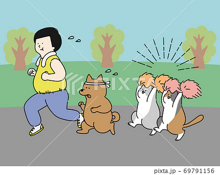 イラスト 動物 犬 走るの写真素材