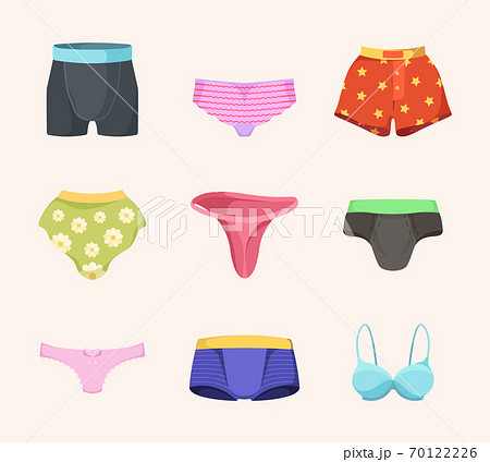 Vector Panties. Set Of Four Types Of Women Underwear With Polka