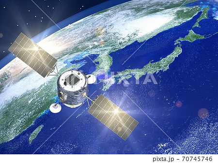 宇宙 人工衛星 衛星 地球観測衛星のイラスト素材