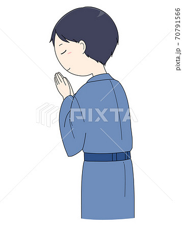 人物 男性 祈る 合掌のイラスト素材