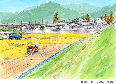 高架橋 スケッチ 風景画 水彩画のイラスト素材